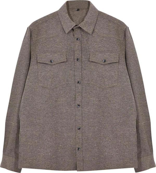 Şık Düz Desen Gömlek Yaka Regular Fit Cepli Flanel Kışlık Oduncu Ceket Gömlek - Image 1