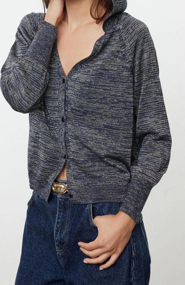Kadın Modern Tarz Oversize V Yaka Regular Triko Hırka - Image 1