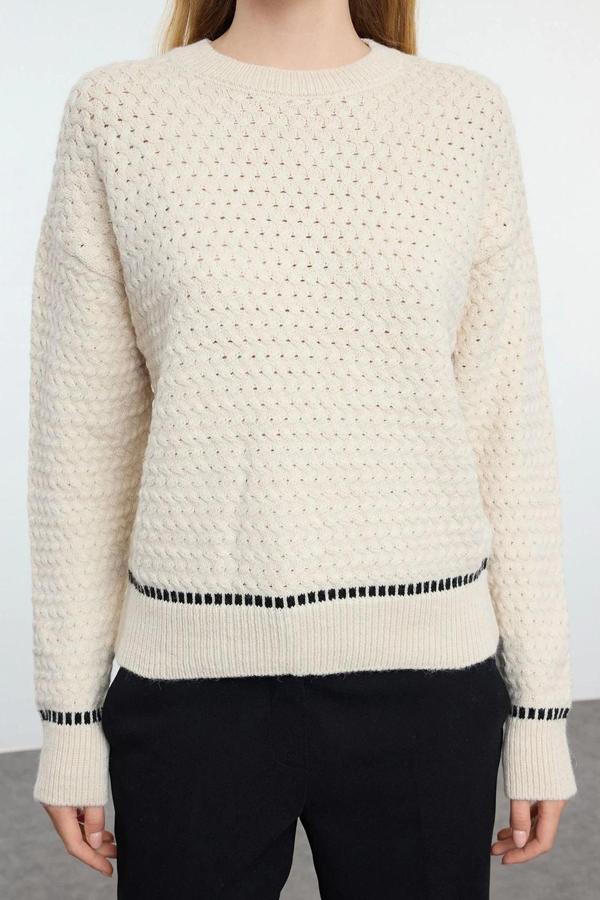 Stil Modern Kadın Regular Standart Kol Bisiklet Yaka Yumuşak Dokulu Saç Örgülü Triko Kazak - Image 1