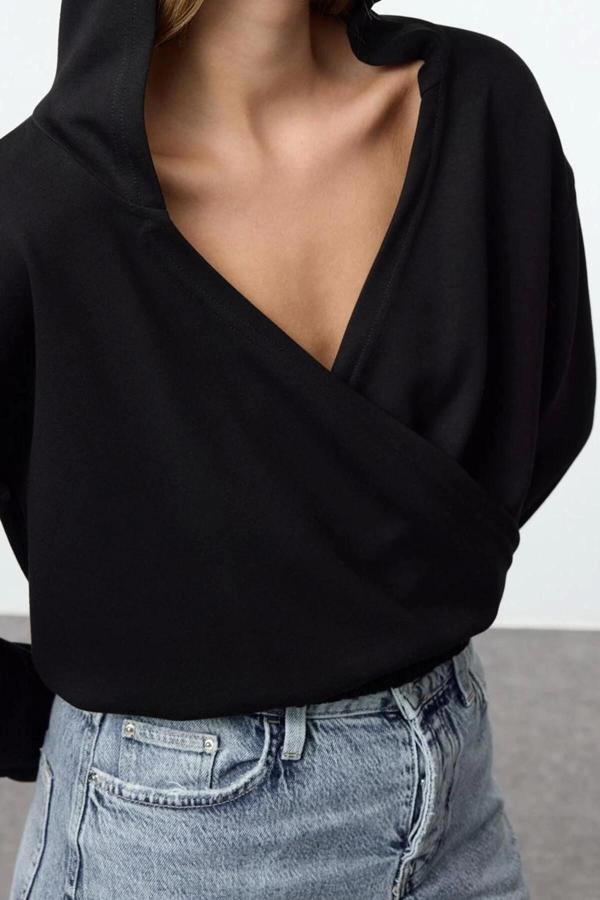Tarz Regular Kapüşonlu Düşük Kol Regular Normal Kalıp Esnek Örme Sweatshirt - Image 1