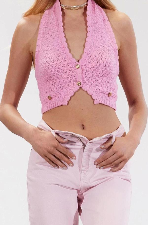 Moda V Yaka Triko Slim Fit Düz Desen Casual Günlük Regular Kolsuz Bluz - Image 1
