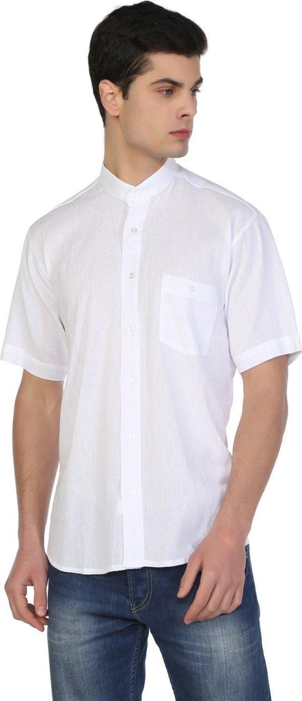 Büyük Beden Kısa Kol Şile Bezi Hakim Yaka Erkek Gömlek Beyaz 3001 - Image 1