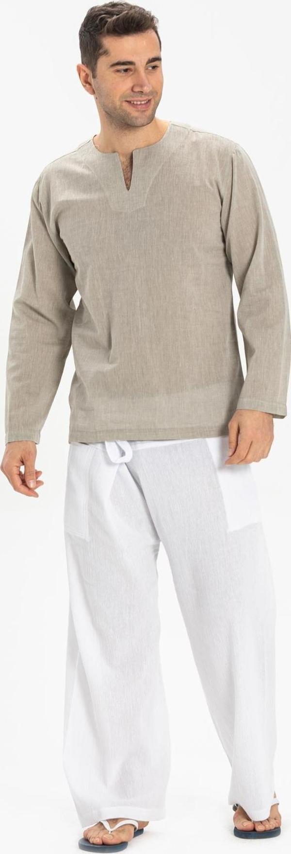 Büyük Beden Uzun Kol Şile Bezi Bisiklet Yaka Yazlık Tshirt Taş 3031 - Image 1