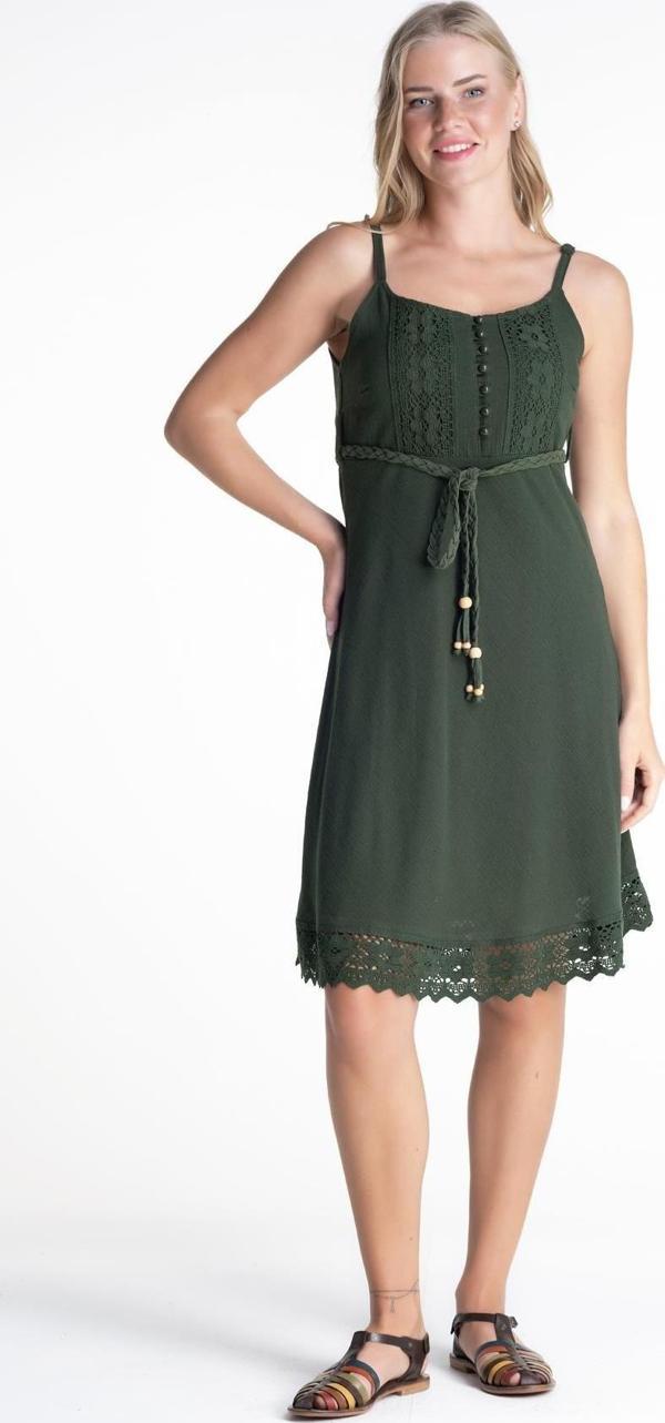 Askılı Şile Bezi Eda Kısa Yazlık Elbise Yeşil Ysl - Image 1