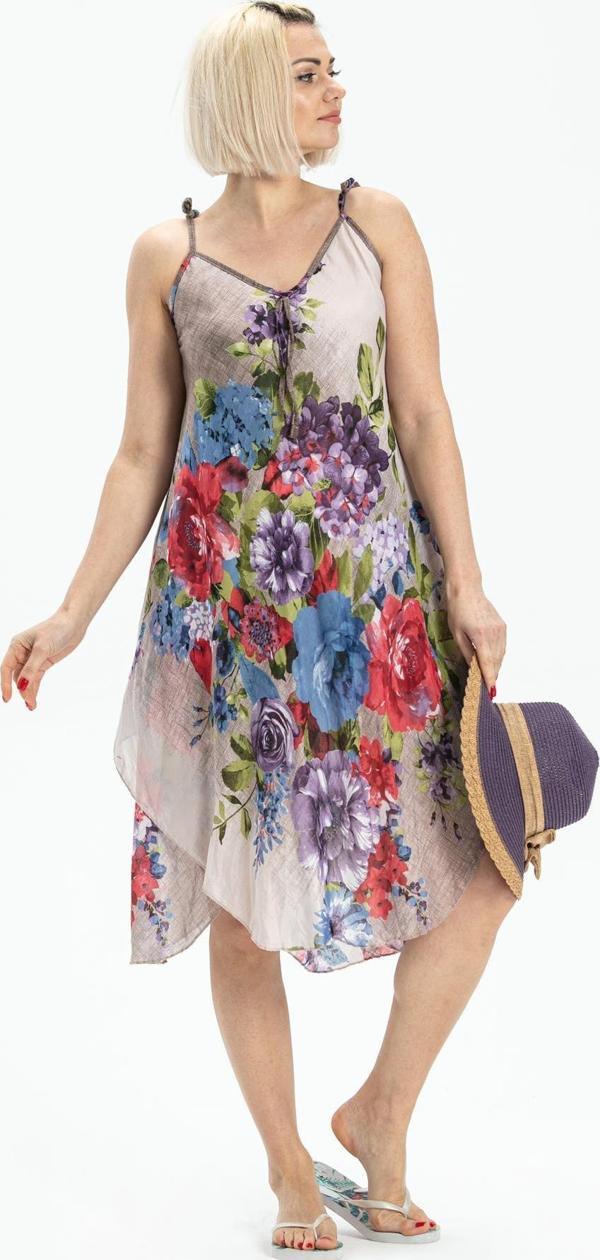 Askılı Vual Afrodit Kısa Yazlık Elbise Gri 6132 - Image 1