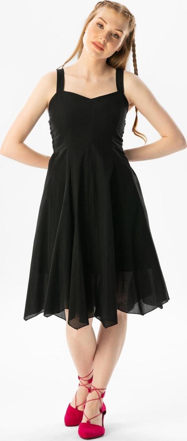 Kolsuz Vual Emel Kısa Yazlık Elbise Siyah Syh - Image 1