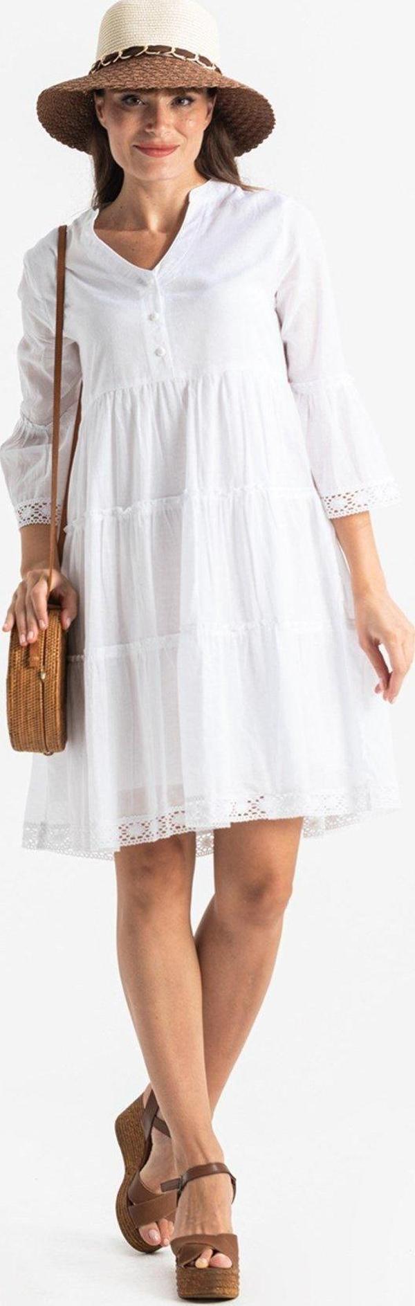 Şeyma Vual Kısa Yazlık Elbise Beyaz Byz - Image 1