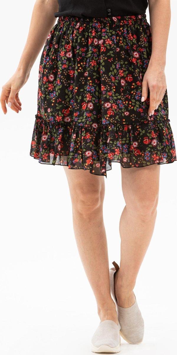 Buse Vual Kısa Yazlık Etek Tomurcuk Desen Siyah 6162 - Image 1