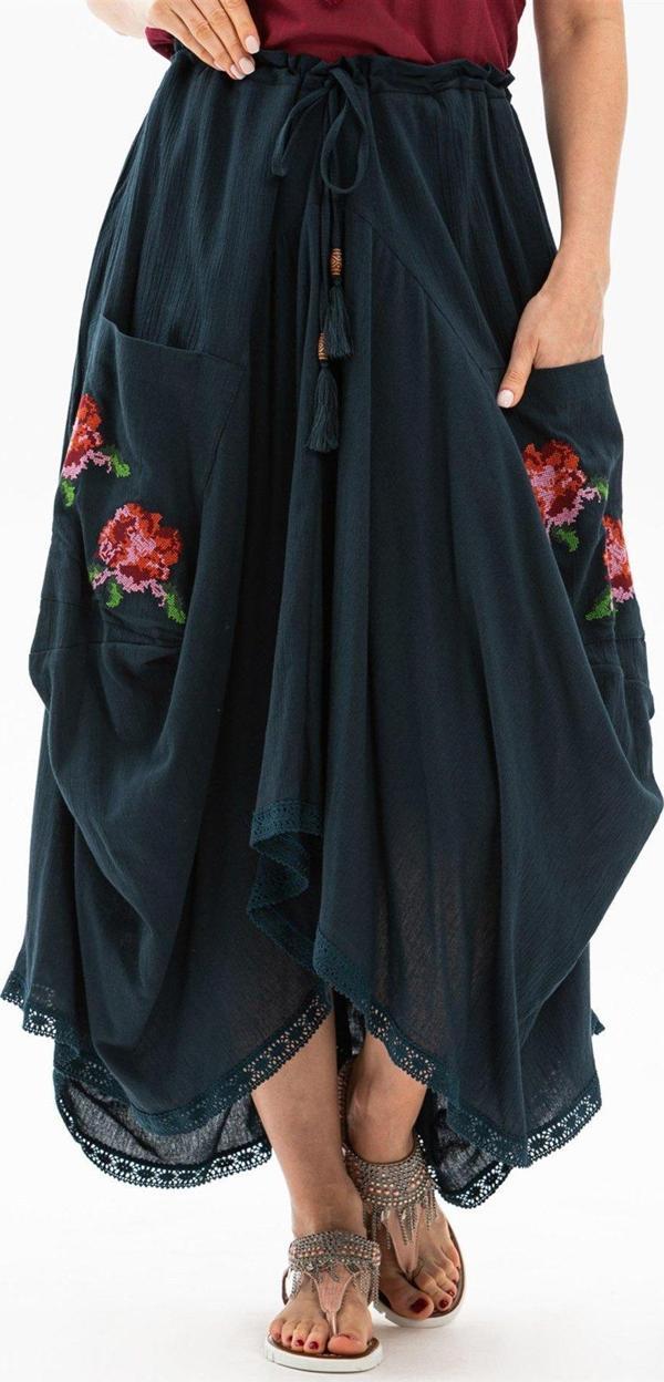 Rumeli Şile Bezi Yazlık Otantik Etek Petrol Ptrl - Image 1