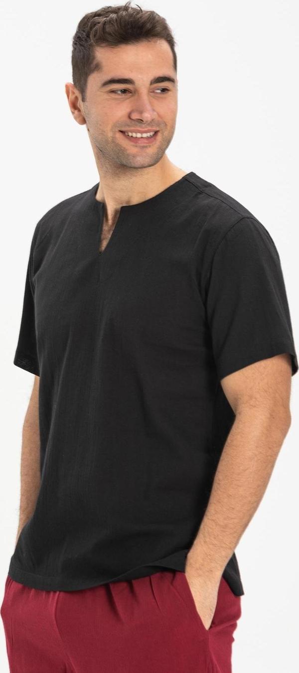 Büyük Beden Kısa Kol Şile Bezi Bisiklet Yaka Erkek Yazlık Tshirt Siyah 3003 - Image 1