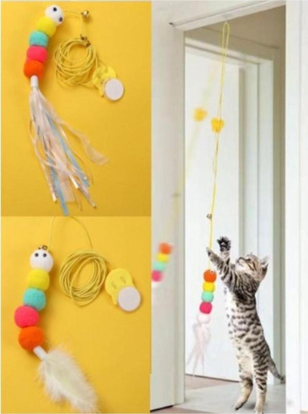 Tafce Elastik Çıngıraklı Kedi Oyun Oltası Kendinden Yapışkanlı - Image 1