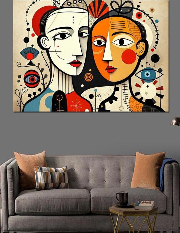Soyut Yüzler Ve Sanat Dekoratif Kanvas - Mdf Ahşap Tablo - Image 1