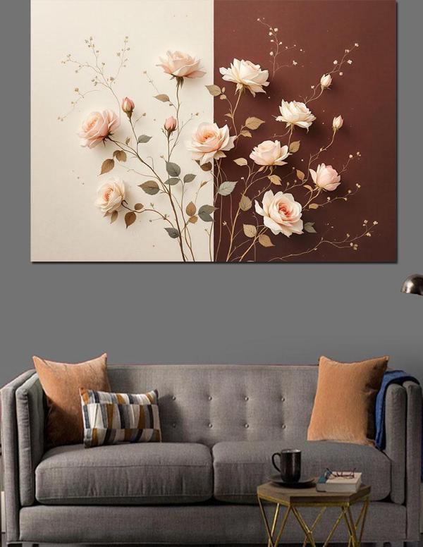 Duvar Üstü Çiçekler Dekoratif Kanvas - Mdf Ahşap Tablo - Image 1