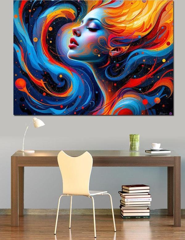 Ateşli Saçlı Kadın Dekoratif Kanvas - Mdf Ahşap Tablo - Image 1