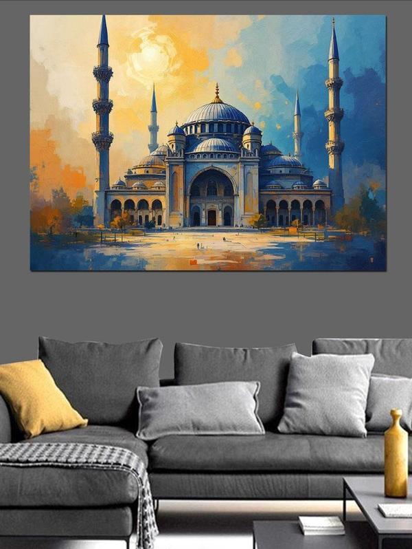 Tarihi Mavi Cami Manzarası Dekoratif Kanvas - Mdf Ahşap Tablo - Image 1