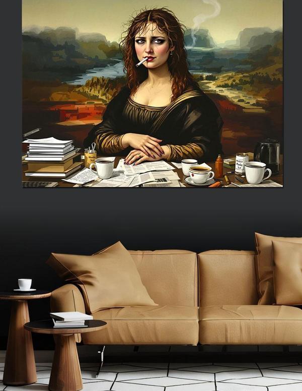 Mona Lisa Masada Dekoratif Kanvas - Mdf Ahşap Tablo - Image 1