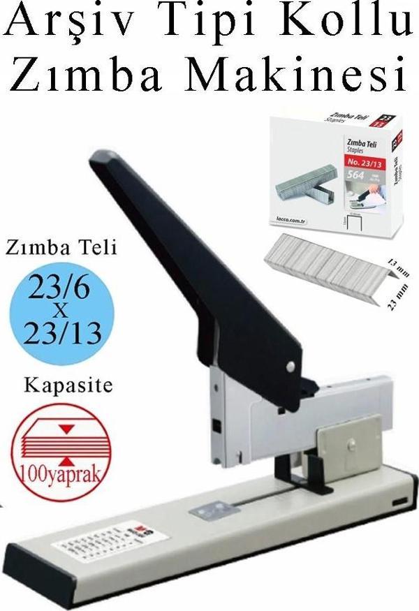 Büyük Boy Zımba Makinesi 1 Adet Arşiv Tipi Zımba Makinası 100 Yaprak Kapasiteli Zımba Teli Hediyeli Kollu Zımba Makinası - Image 1