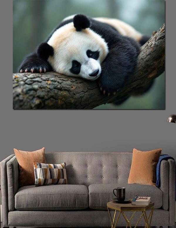 Uyuyan Dev Panda Dekoratif Kanvas - Mdf Ahşap Tablo - Image 1