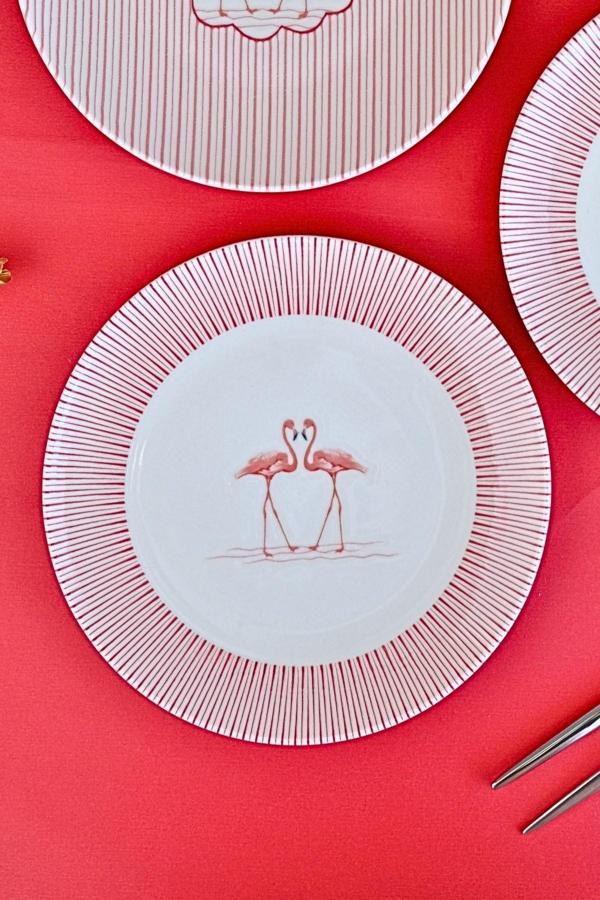Tabak Evi Flamingo Tuval Pasta Takımı 20cm 4 Kişilik 4 Parça TVL4PTPRS1158 - Image 1