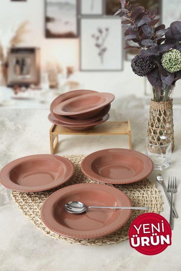 Keramika Kahverengi Bella Yemek Tabağı 21 Cm 6 Adet 605 - Image 1