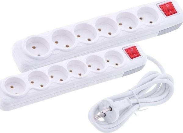 6'lı Anahtarlı Grup Priz 3 Lara Metre Topraklı Elektrik Kablosu (F511B) - Image 1