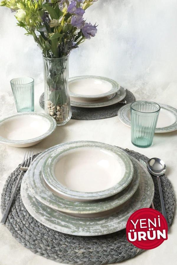 Keramika Deep Green Assos Yemek Takımı 24 Parça 6 Kişilik 22644 - Image 1