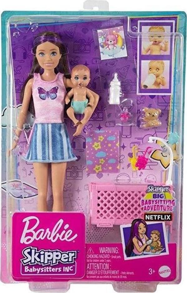 Barbie Bebek Bakıcılığı Oyun Seti - Uyku Temalı - Açık Tenli Bebek HJY33 - Image 1