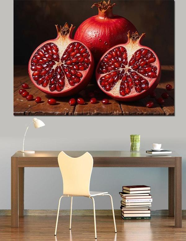 Kırmızı Nar Meyve Tablosu Dekoratif Kanvas - Mdf Ahşap Tablo - Image 1