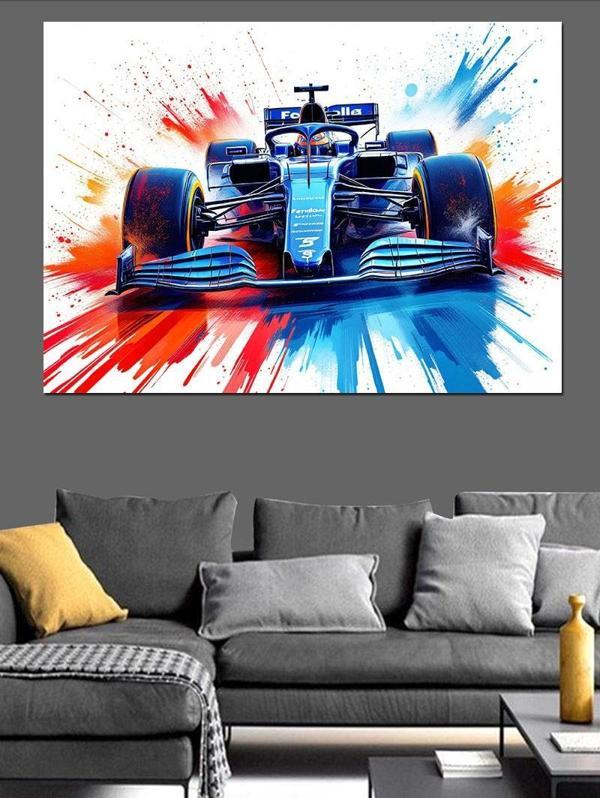 Renk Patlamalı Formula 1 Dekoratif Kanvas - Mdf Ahşap Tablo - Image 1