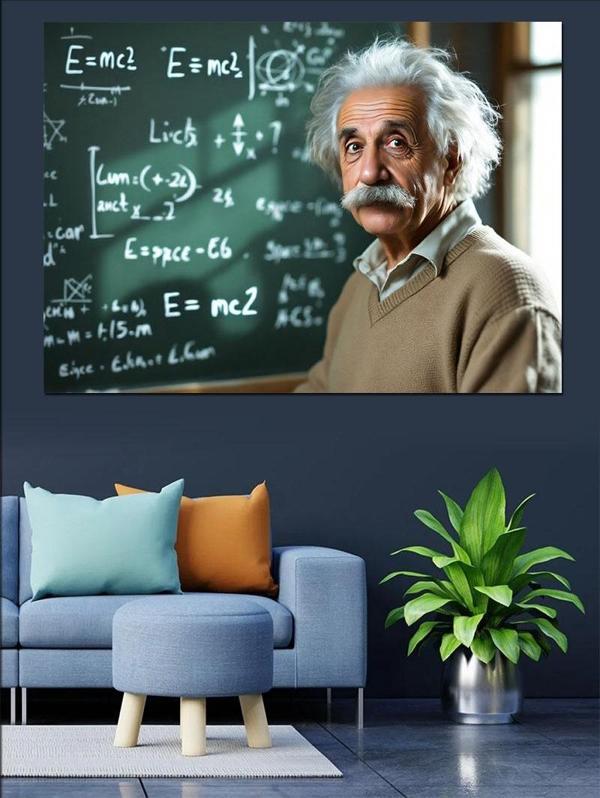 Bilim İnsanı Albert Einstein Dekoratif Kanvas - Mdf Ahşap Tablo - Image 1