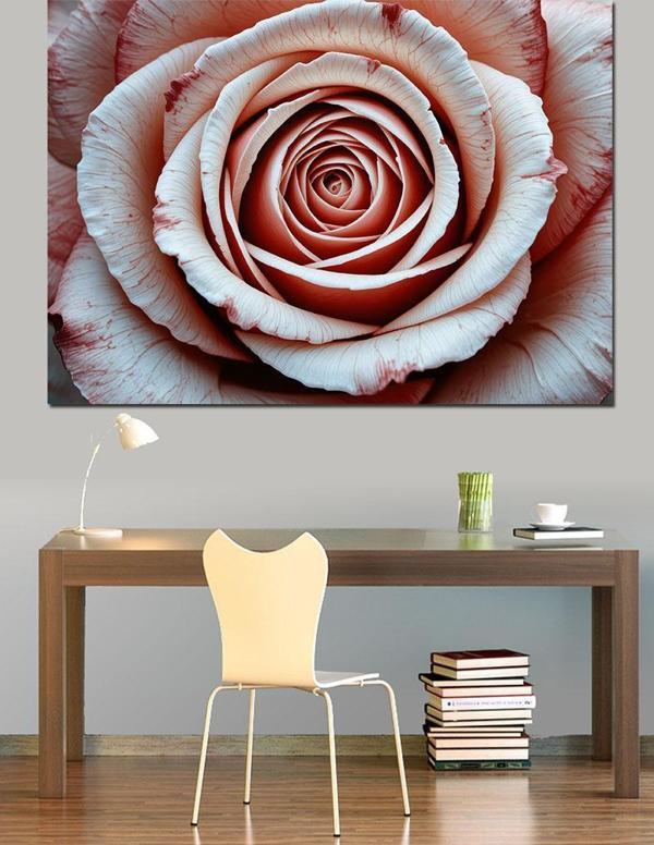 Gül Detaylı Spiral Dekoratif Kanvas - Mdf Ahşap Tablo - Image 1