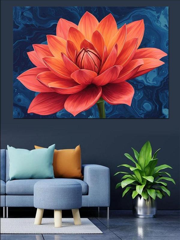 Pembe Lotus Çiçeği Dekoratif Kanvas - Mdf Ahşap Tablo - Image 1