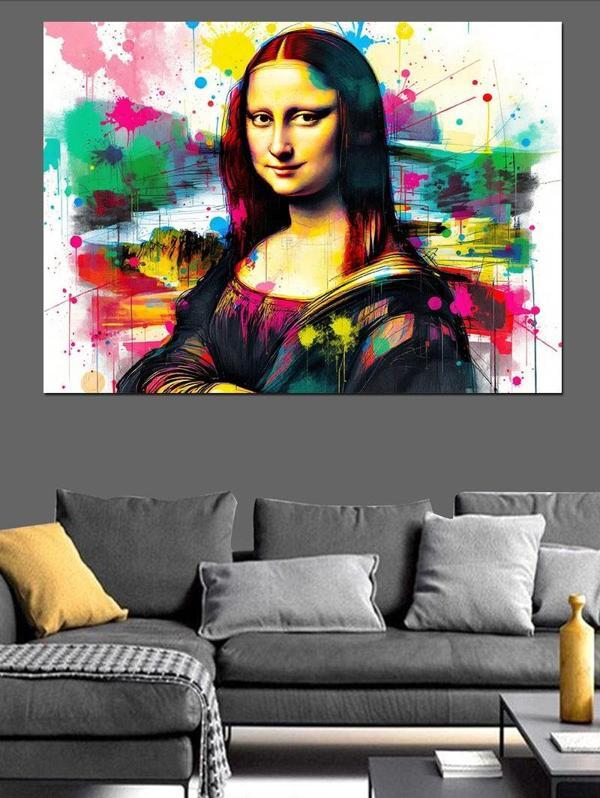 Renkli Mona Lisa Dekoratif Kanvas - Mdf Ahşap Tablo - Image 1