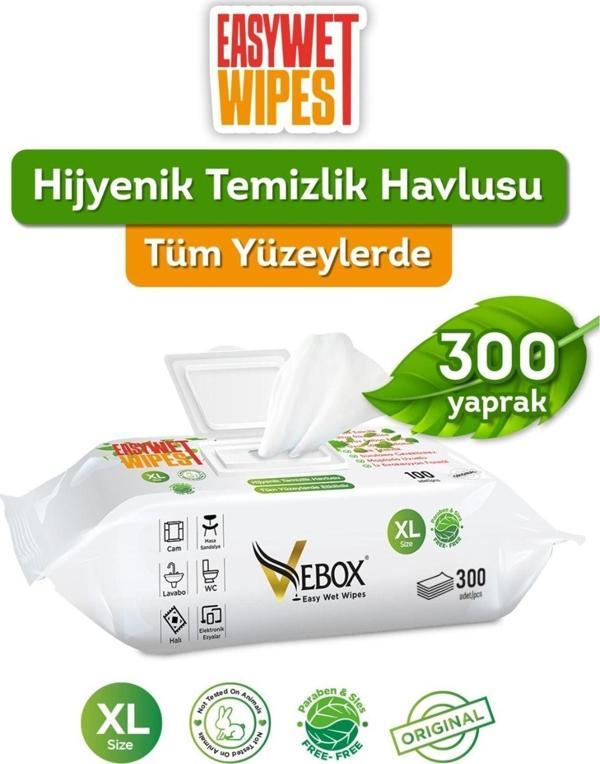 Vebox Easy Wet Wipes Yüzey Temizlik Havlusu 3x100 300 Yaprak - Image 1