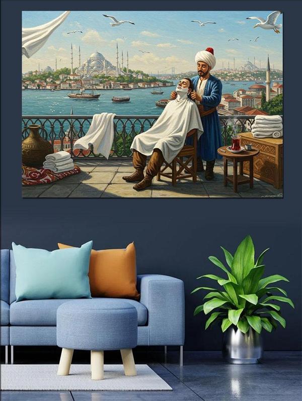 Boğazda Tıraş Keyfi Günü Dekoratif Kanvas - Mdf Ahşap Tablo - Image 1