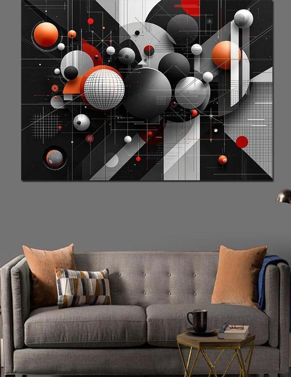 Soyut Geometrik Sanat Dekoratif Kanvas - Mdf Ahşap Tablo - Image 1