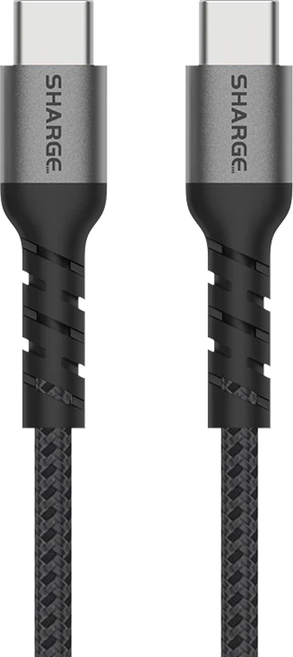 Sharge Örgülü USB-C to USB-C 240W Hızlı Şarj Kablosu - Siyah - Image 1