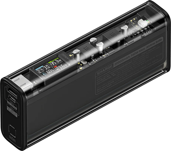 Sharge 140W - Yüksek Güçlü ve Şeffaf Tasarımlı Powerbank - Siyah - Image 1