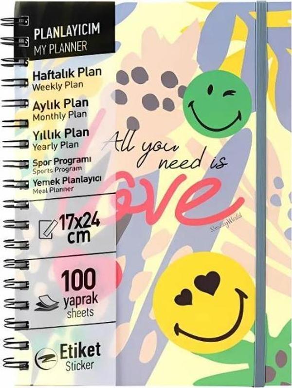 Mynote Smiley Spiralli Defter A5 (17x25) Kraft Kapak, Çizgili, 100 Yaprak - Image 1