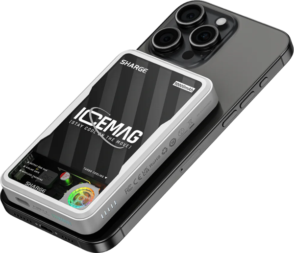 Sharge ICEMAG - Aktif Soğutmalı Manyetik Kablosuz PowerBank - Siyah - Image 1