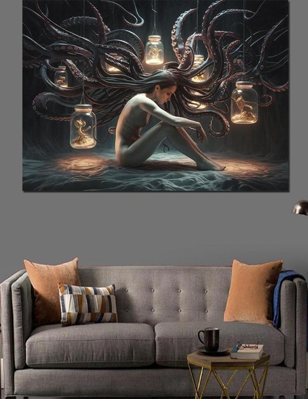 Medusa Figürü Dekoratif Kanvas - Mdf Ahşap Tablo - Image 1