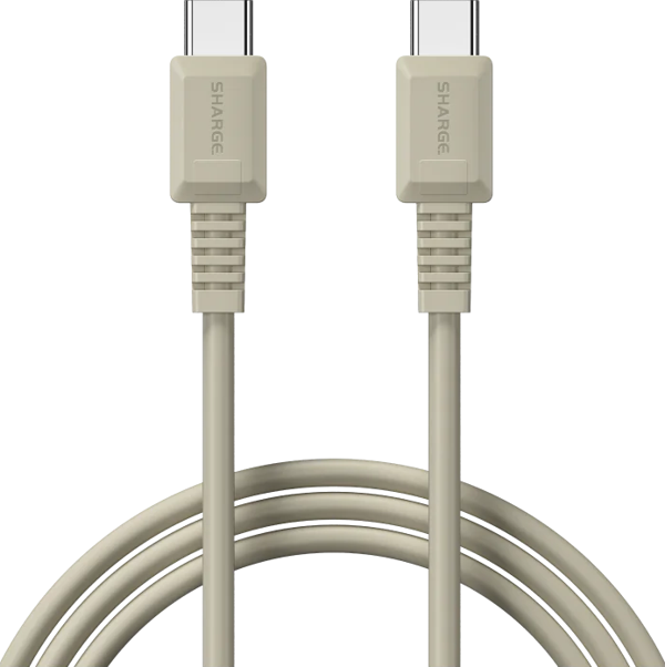 Sharge Retro USB-C to USB-C 100W Hızlı Şarj Kablosu - Gri - Image 1