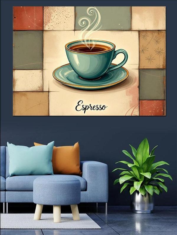 Espresso Kahve Fincanı Dekoratif Kanvas - Mdf Ahşap Tablo - Image 1