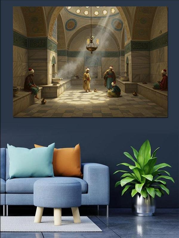 Osmanlıda Hamam Dekoratif Kanvas - Mdf Ahşap Tablo - Image 1