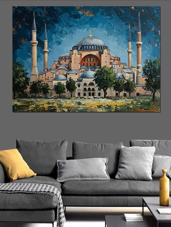 Mavi Cami Geniş Açı Dekoratif Kanvas - Mdf Ahşap Tablo - Image 1