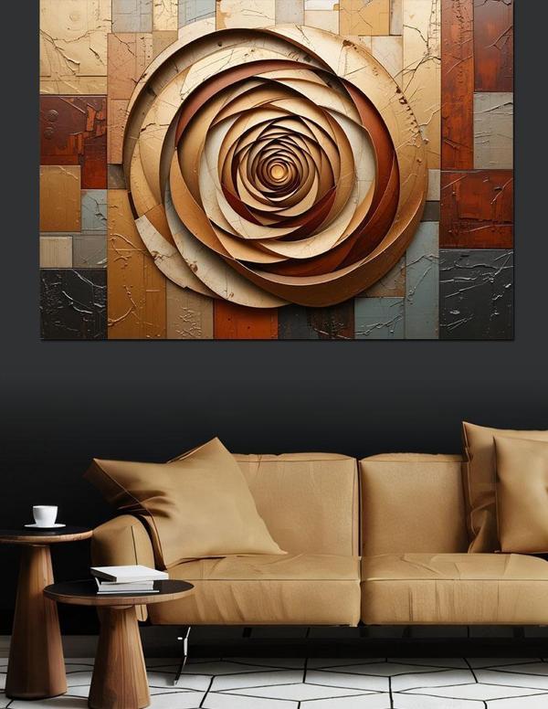 Seramik Gül Rölyef Dekoratif Kanvas - Mdf Ahşap Tablo - Image 1