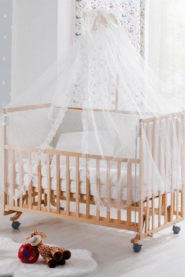Babywho BW6250 Doğal Ahşap Bebek Beşiği -Tekerlekli Sallanır Kademeli, Anne Yanı Beşik- Uyku setli -70x130cm - Image 1