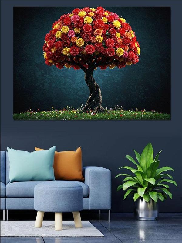 Renkli Ağaç Figürü Dekoratif Kanvas - Mdf Ahşap Tablo - Image 1