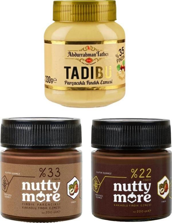 Abdurrahman Tatlıcı Parçacıklı Fındık Ezmesi 330 gr & Nutty More %33 Fındık Parçacıklı Kakaolu Fındık Ezmesi ve %22 Kaka - Image 1