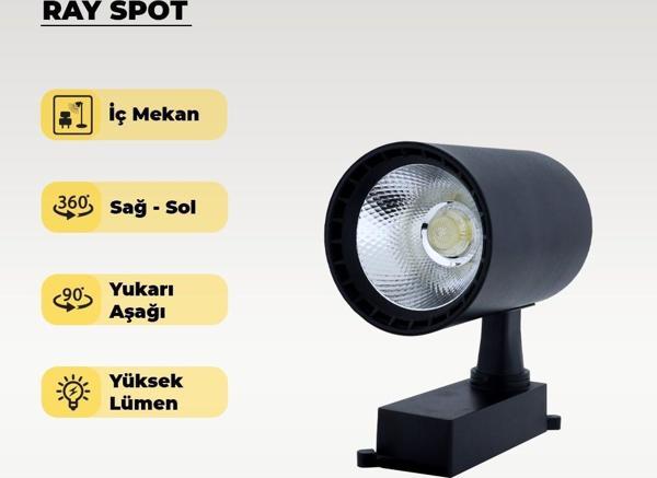 30W Siyah Ray Spot 4000K (Gün Işığı) - Image 1